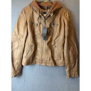 Lock and Love LL Womens Removable Hoodie Motorcyle Jacket Size Large